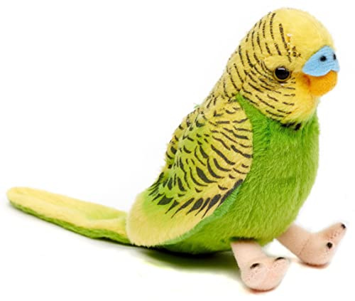 Uni-Toys – undulater (grön) med tvillande röst – 11 cm (höjd) – fågel – plyschdjur, gosedjur