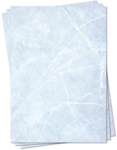 Gastronomie Papier marmoriert (Blau-Eis-Marmor, DIN A4, 25 Blatt) für Speisekarten. Marmoriertes Papier, Marmorpapier zweiseitig bedruckt, für alle Drucker/Kopierer geeignet
