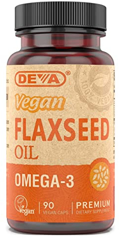 Deva Vegan Omega-3 Flaxseed Oil Supplement - 1000 MG Per Serving - Cold-Pressed & Unrefined - Fish Oil Alternative - with Omega-3 ALA - 90 Capsules, 1-Pack