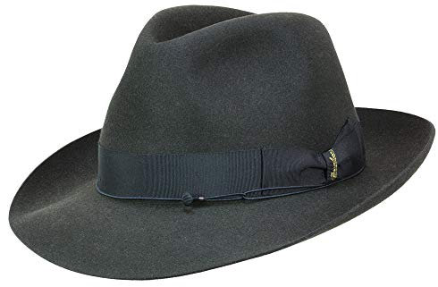 Borsalino Medio mittelbreiter Fedora aus Haarfilz - Anthrazit (54/1) - 62 cm