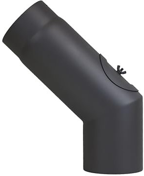 Tubo della stufa gomito 45 ° con porta ø 120 mm Nero Starr lucidati e legno cuciture