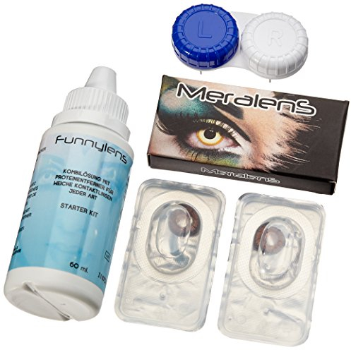 Meralens Pretty Hazel Kontaktlinsen mit Pflegemittel ohne Stärke, 1er Pack (1 x 2 Stück)