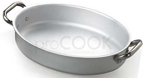 Pentole Agnelli ALMA12034 Poêle à Poisson Ovale avec 2 Poignées en Acier Inoxydable, Aluminium, 34 cm