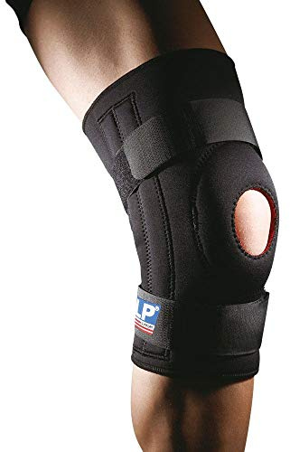 LP SUPPORT Knie-Bandage mit 2 Gurten - Sportbandage, Größe:L, Farbe:schwarz