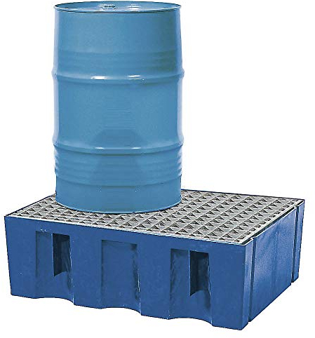 kaiserkraft | PE-Auffangwanne für 60-Liter-Fässer | Auffangvolumen 60 l | Boden- / Paletten-Wanne | mit verzinktem Gitterrost