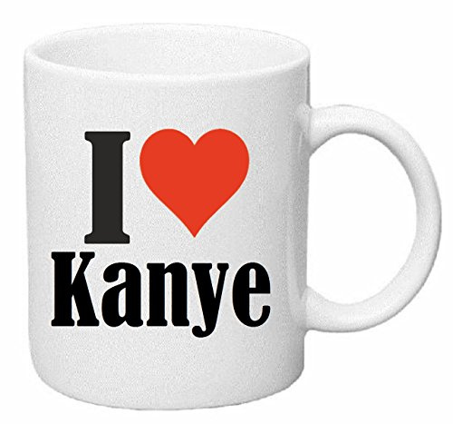 Reifen-Markt I Love Kanye Keramik Kaffeebecher 330 ml, weiß Teetasse Spülmaschinenfest mikrowellengeeignet Geschenkidee, Motiv 113396
