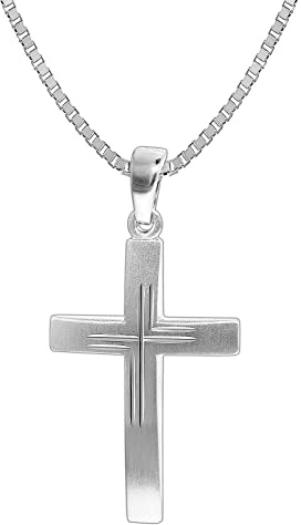 trendor Herren-Halskette mit Kreuz 925 Silber 31x19 mm 35850 | Kreuz Kette 50 cm Silber 925, modische Geschenkidee, zeitloser Herrenschmuck