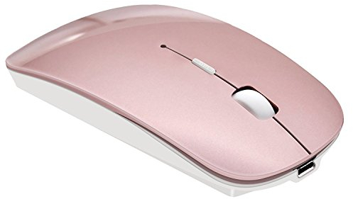 Tsmine Slim Rechargeable Bluetooth Mouse Cordless Rechargeable Wireless Optical Mouse for Laptop PC Macbook Air/Pro iMac iPad iPhone Surface Chromebook Dell-Rose Gold