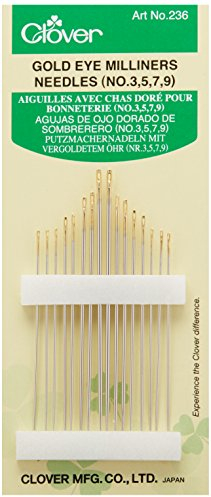 Clover Gold Eye Milliners Needles No. 3-9, Metal, Dorado, 44