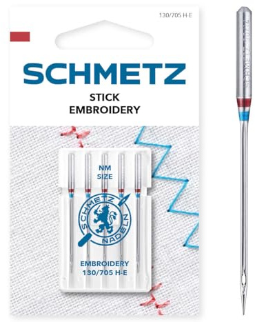 SCHMETZ | Stick (Embroidery) | 90/14 | 5 Nähmaschinennadeln | 130/705 H-E | für alle gängigen Haushaltsnäh- und -stickmaschinen