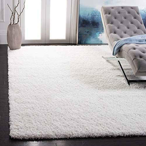 SAFAVIEH Area Rug 8x10 - California Shag Collection - Large - White, Non-Shedding & Easy to Clean, Ultra Plush Thick Pile, Ideal for Living Room, Bedroom, Dining Space (SG151-1010)