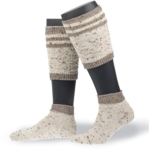 NORDPOL “Loferl” Trachtensocken Herren aus Schurwolle mit Wadenwärmern – Frühlingsfest und Oktoberfest Herren Strümpfe Made in Germany