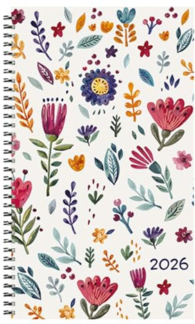 Taschenkalender Youngtimer Flowers 2026: Terminplaner mit trendigem Cover. Wochenkalendarium. Ringbuch mit Hardcover. 1 Woche 2 Seiten. 8,7 x 15,3 cm