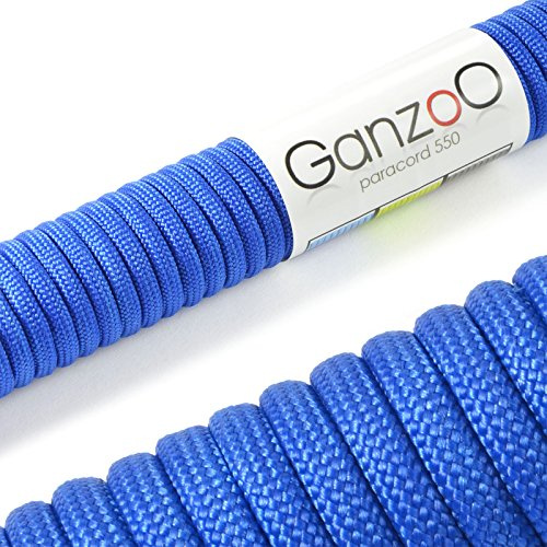 Ganzoo Paracord 550 lina royal blue 4mm typ 3, 15m rep i nylon och polyester med 7 innersträngar, för knopsättning och slöjd, hundkoppel, halsband, armband, camping, survival och outdoor
