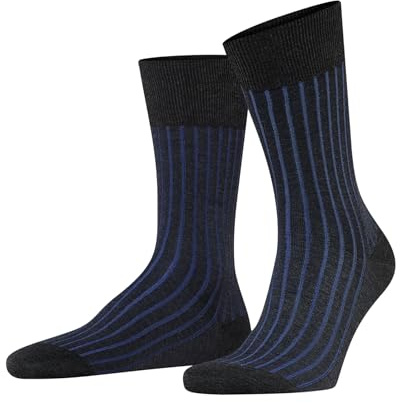 Falke Shadow strumpor för män svart grå plus eleganta tunna förstärkta färger med färgglatt randigt fantasimönster 1 par, Grå (antracit melange 3191), 41/42 EU