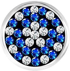 ANDANTE Glitzer Chunk Click-Button Druckknopf mit funkelnden Strass-Steinen (Saphir-Weiß) für Chunk-Armbänder, Chunk-Ringe und andere Chunk-Accessoires