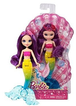 Barbie CGK87 - kleine Meerjungfrau lila mit Muschel-Haarschmuck (ca. 19 cm groß)