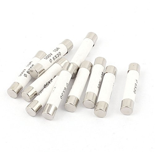 sourcingmap 10 Pcs 500V 10A Low Breaking Capacity 6x30mm Cartridge Ceramic Fuses