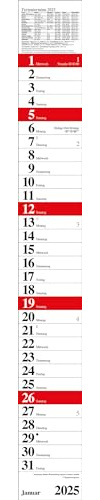 Streifenplaner Praktika Rot 2025: Streifenkalender mit Datumsschieber, Ferienterminen und Spiralbindung I schmal im Format: 11,4 x 89 cm