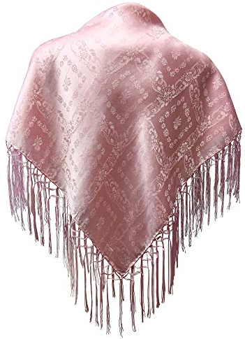 Trachten Mayr Seidentuch Dirndl-Trachtentuch Tuch rosa 75x75cm Dirndltuch Seide Fransentuch für Tracht Trachtenseidentuch mit Fransen Schultertuch Halstuch silk clouth hochwertigste Qualität!