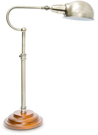 Relaxdays Tischlampe mit Messing Optik Massivholz Höhen verstellbar 10018501