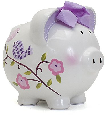 Child to Cherish Ceramic Piggy Bank for Girls, Paper Bird
