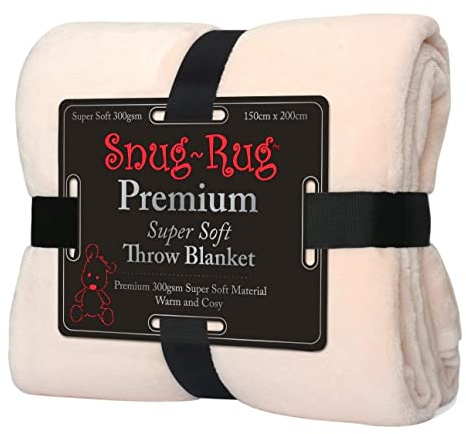 Gift House International Snug Rug premium supermjuk fleece mysig filt tät matta filt, champagne 150 x 200 cm