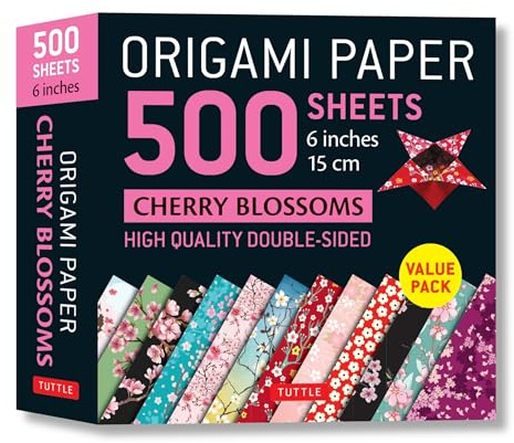 Origami Paper 500 sheets Cherry Blossoms 6 inch (15 cm): Tuttle Origami Paper: High-Quality Double-Sided Origami Sheets Printed with 12 Different Patterns (Instructions for 6 Projects Included)