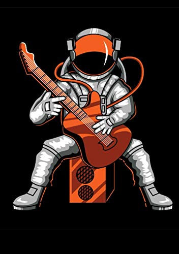 Gitarren Songbook zum selber schreiben: Songbook Notenheft zum selber eintragen Griffe, Akkorde, Noten Strand Gitarre für Jugendliche Astronaut mit Rockgitarre