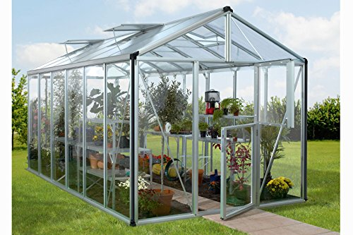 Vitavia Gewächshaus Zeus - Ausführung: 11900 ESG 4 mm Alu, Fläche: ca. 11,8 m², Fenster: 3, Maße: 257 x 463 cm, Sockel: 256 x 463 cm,