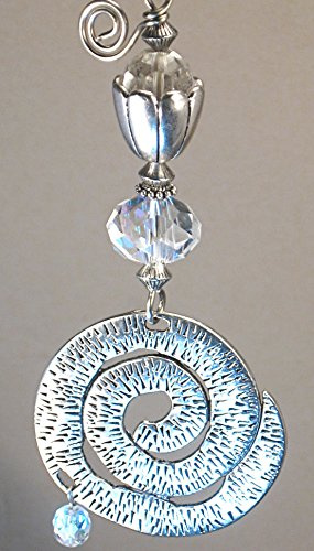 Large Silver Swirl with Crystal Clear Raindrop Ceiling Fan Pull Chain
