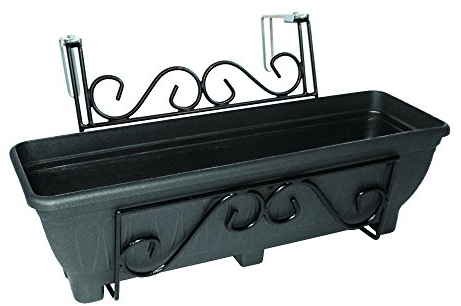 Garden Pride Adjustable Hanging Balcony Planter - Trough holder for use on balconies, fences, single brick walls or railings. An ideal alternative to a window box. (Black)