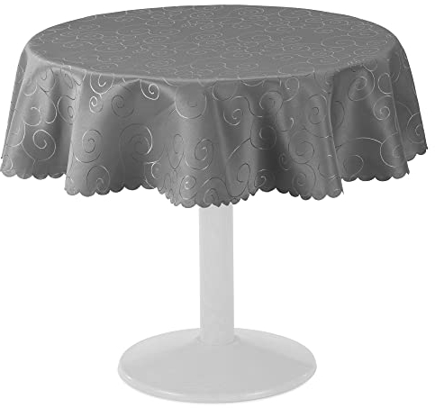JEMIDI Tischdecke Ornamente Seidenglanz Edel Tisch Decke Tafeldecke 31 Größen und 7 Farben Grau Rund 135cm