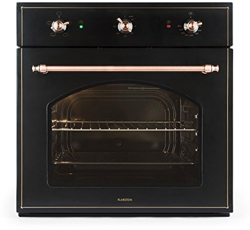 KLARSTEIN Vilhelmine Horno Empotrado multifunción con diseño Retro (Capacidad 55 L, bajo Consumo, Clase energética A, regulador, Temporizador, iluminación, Bandeja, Parrilla) - Negro