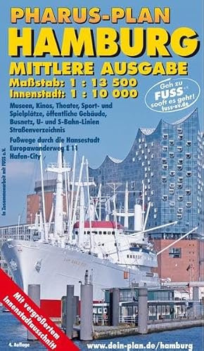 Pharus-Plan Hamburg Mittlere Ausgabe: 1:13 500. Innenstadt: 1:10 000