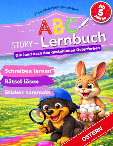 Das ABC Lernbuch: Buchstaben lernen mit Abenteuer-Geschichte – Die Jagd nach den gestohlenen Osterfarben, Vorschule und 1. Klasse - Übungsheft ab 5 ... Kinderwelt) (Flo's ABC Story Lernbuch-Serie)