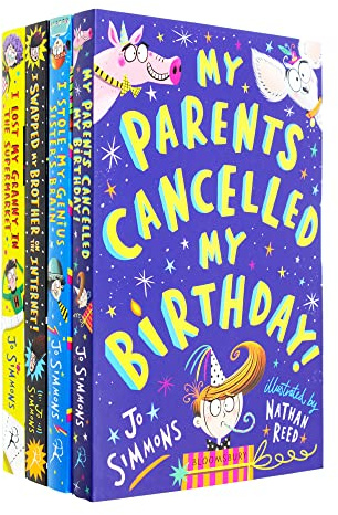 Jo Simmons Collection 4 book Set(I Swapped My Brother On The Internet, My Parents Cancelled My Birthday, I Stole My Genius Sister's Brain, I lost My Granny In the Supermarket
