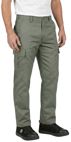 Lee Cooper LCPNT205 slitstark för män enkel skötsel flera fickor arbetssäkerhet klassiska lastbyxor byxor, 40W/31L (Regular), Khaki grön, 1