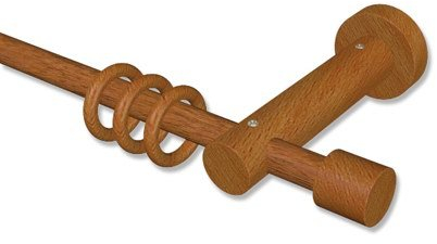 Interdeco Gardinenstangen Holz in Kirschbaum 16 mm Ø Adrian Pin, 120 cm