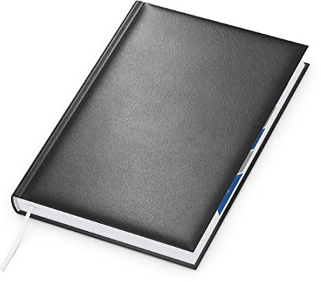 GEIGER-OFFICE Buchkalender 2026 Manager Register - Premium-Cheftimer im DIN A5-Format mit Monats-Registerstanzung - 1 Tag auf 1 Seite - 416 Seiten - wattierter Balacron-Einband schwarz mit Jahreszahl