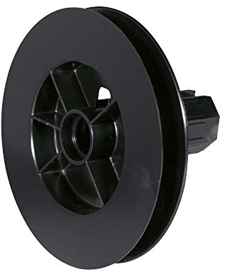 jarolift Gurtscheibe 114 mm mit Walzenkapsel SW40 kurz, Rollladen-Zubehör für Rollladengurte, außenliegender Achsstift, aus Hart-Kunststoff