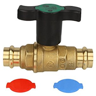 MS-Trinkwasser-Kugelhahn, Press- Ø 22 mm Kontur V - M - SA, T-Griff
