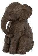 J-Line Elefant Sitzend - Polyresin - Dunkelbraun