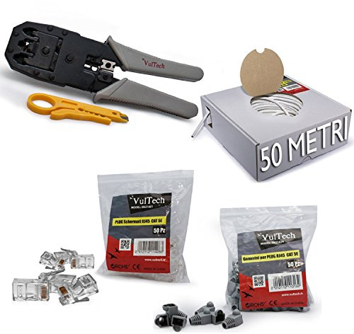 KIT PINZA A CRIMPARE CRIMPATRICE PER CAVO DI RETE PLUG GOMMINI VULTECH