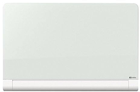 Nobo Glas Magnet-Whiteboard mit kaschiertem Stiftehalter, 1260 x 710 mm, InvisaMount Befestigungssystem, Impression Pro, Brillantweiß, 1905192