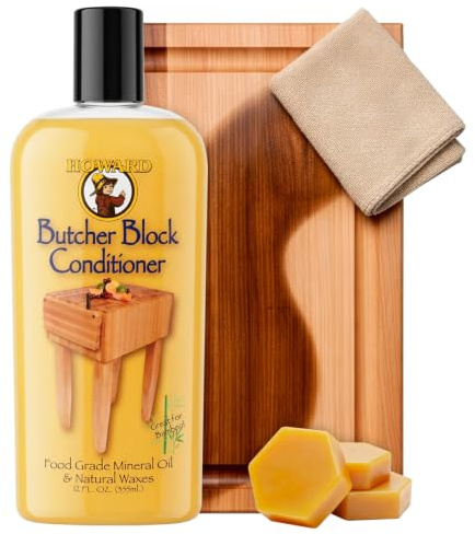 Howard Butcher Block Conditioner BBC012 schützt Schneide- oder Schneidebretter aus Holz und Küchenarbeitsplattenoberflächen, 355 ml