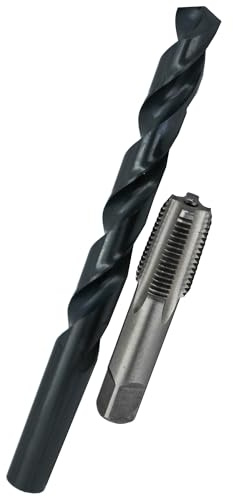 Drill America Ensemble de tarauds et forets NPT 1/4 en acier carbone NPT et foret HSS 7/16 dans un étui en plastique