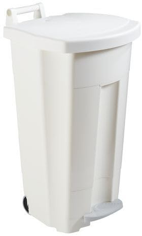 ROSSIGNOL Poubelle mobile à pédale 90L Blanc plastique basic