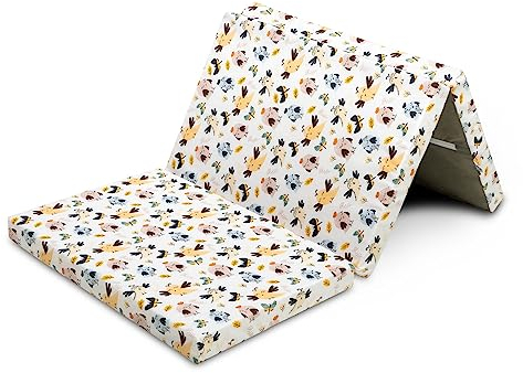 Klappmatratze Kinder Baby Reisematratze faltbar 120 x 60 x 5 cm Reisebettmatratze Schaumstoff Matratze Kindermatratze 3-teilig Vögel