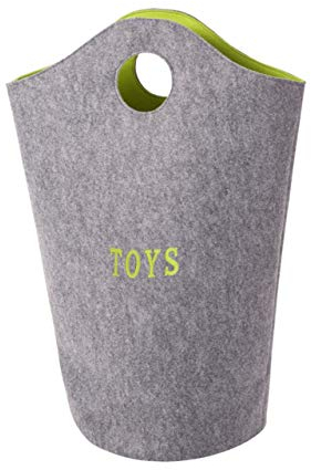 Spielzeugtasche - FELT - runde Speilzeugtasche grau/lime